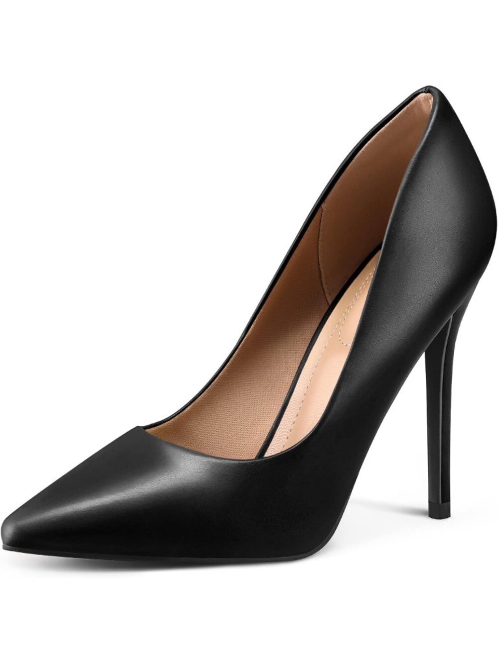 Women's Black Pull On Pumps Closed Pointed Toe Stiletto High 4IN Heels Shoes